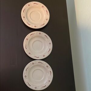 Longaberger saucers with Red  woven Accents